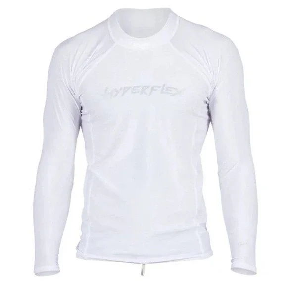 Hyperflex Men's Rashguard Loose Fit‎ Long Sleeve 50+ UV Protection White 2XL