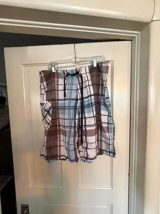 Reef Men's Plaid Hybrid Board Shorts, Size 36