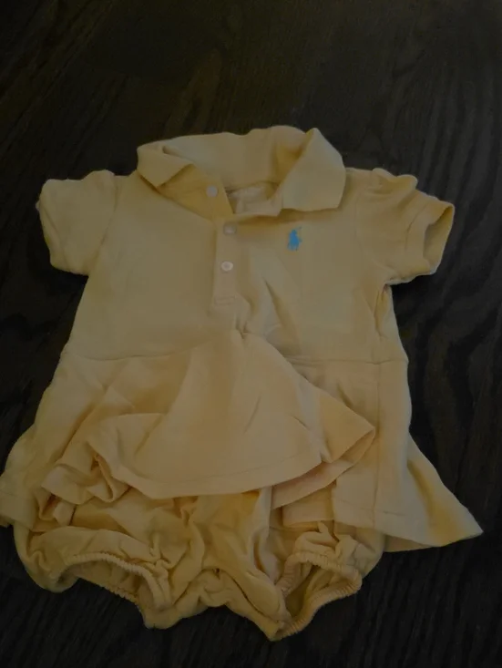 Ralph Lauren Yellow Polo Romper with Blue Pony