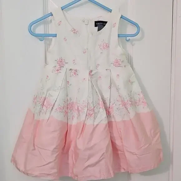 Ralph Lauren Baby Girl Sleeveless Dress Pink Floral  9M