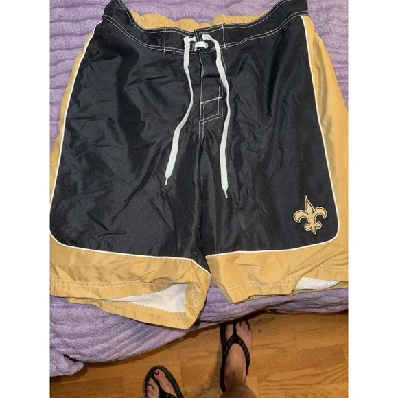 NFL New Orleans Saints  Officially Licensed Swim Trunk Black/Gold L