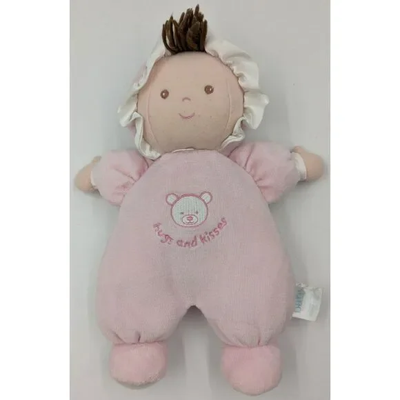 Vintage Carters Prestige Terry Cloth Baby‎ Doll Rattle Plush Hugs & Kisses Pink