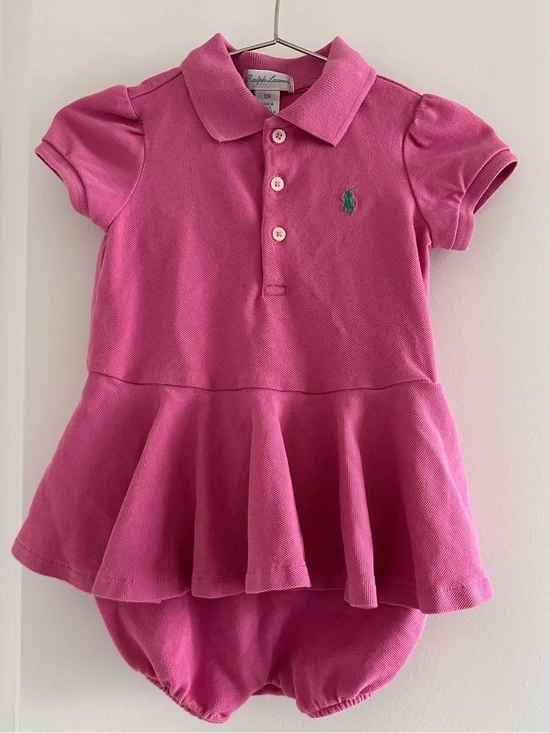 Ralph Lauren Baby Girl Pink Polo Dress Romper