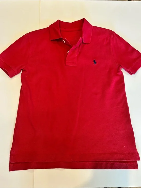 Ralph Lauren Red Short-Sleeve Polo with Navy Pony Sz 7 (Missing size tag)