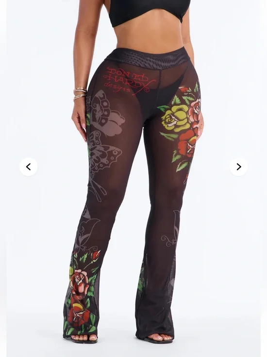 Ed Hardy Rose Mesh Swim Cover Up Pants