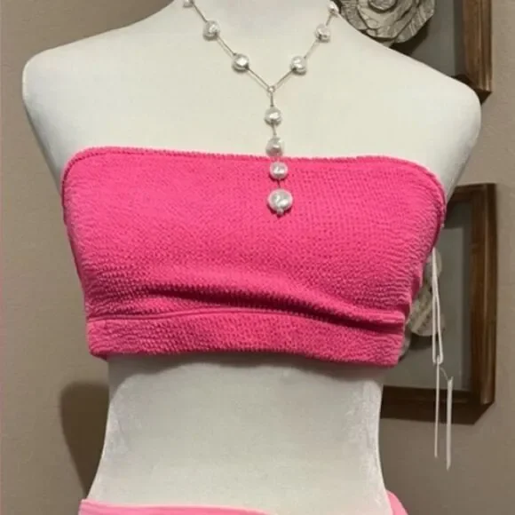 Good American L/XL Size 3/4 Pink Better Bandeau Top Always Fits Pink Top NWT