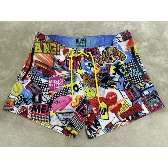 Bang Men's SUPER POP RESORT SHORTS 90's Y2K Swim  Size XL Beach‎ SPF 50+ Trunks