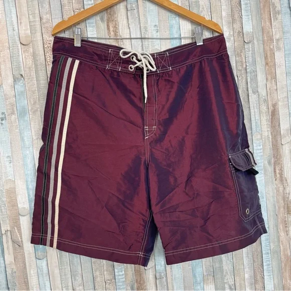 Vintage 34 Express Iridescent Cargo Board Shorts Swim Trunks Loose Fit‎ 90s Y2K