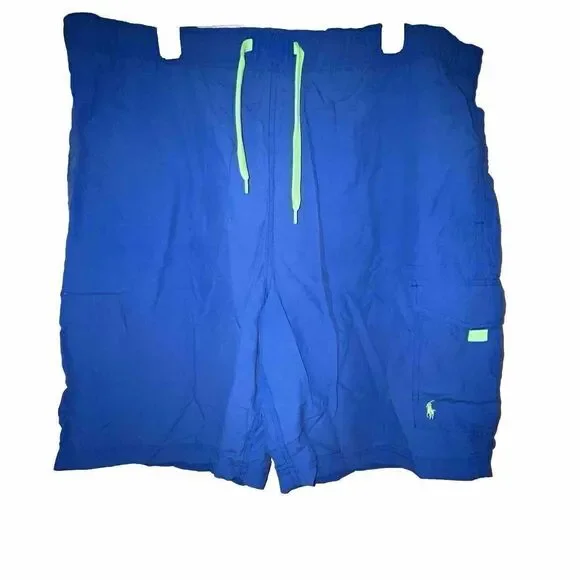 Polo By Ralph Lauren Swim‎ Trunks Shorts Mens Sz L Royal Blue Cargo Pocket Lined