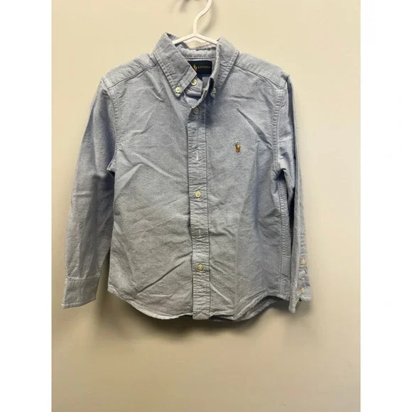 Ralph Lauren Kids Blue Oxford Button Down Shirt Long Sleeve Size 5 Pony Logo
