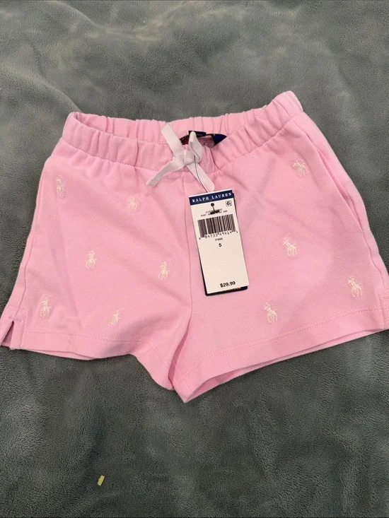 Ralph Lauren Light Pink Embroidered Polo Piqué Shorts