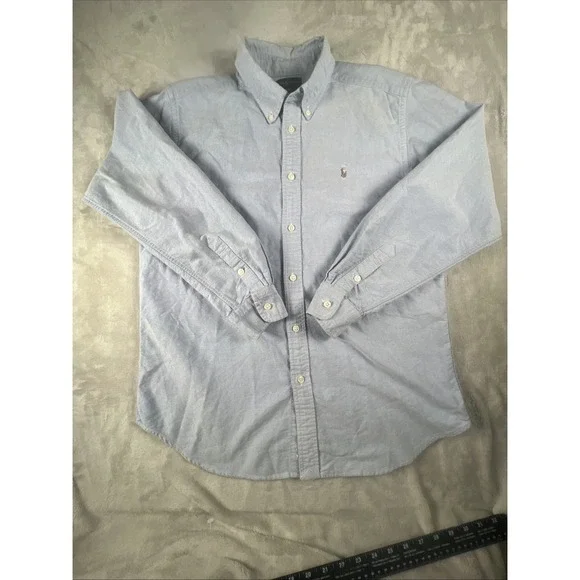 Ralph Lauren Shirt‎ Men 20 Blue Long Sleeve Flesh Pony Weddings Funerals Events