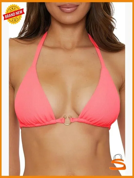 Adjustable Triangle Bikini Top with Removable Cups, UPF 50, Size D