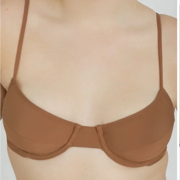 Riot Swim Sz XS Jax Bikini Top Brown Sugar NWT
