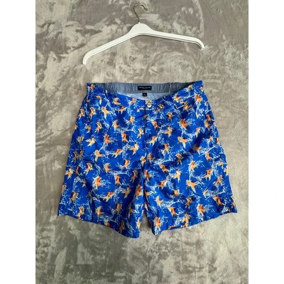 Peter Millar Collection Men's M Blue Koi‎ Fish Swim Trunks Shorts