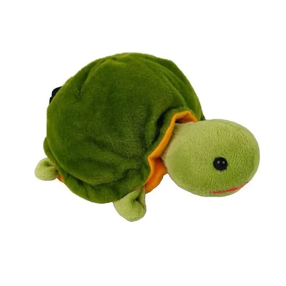 Beleduc Green Turtle Tortoise Hand Puppet Plush 10 inch Stuffed Animal Toy