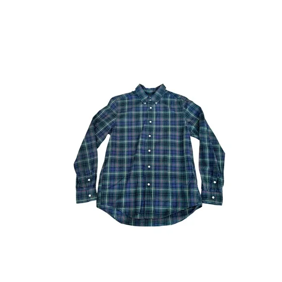 Ralph Lauren Kids Plaid Button Down‎ Shirt Long Sleeve Size XL 18-20 Green Blue