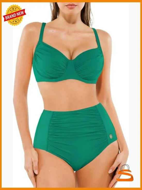 High Waisted Tummy Control Bikini Set with Underwire Support Medium