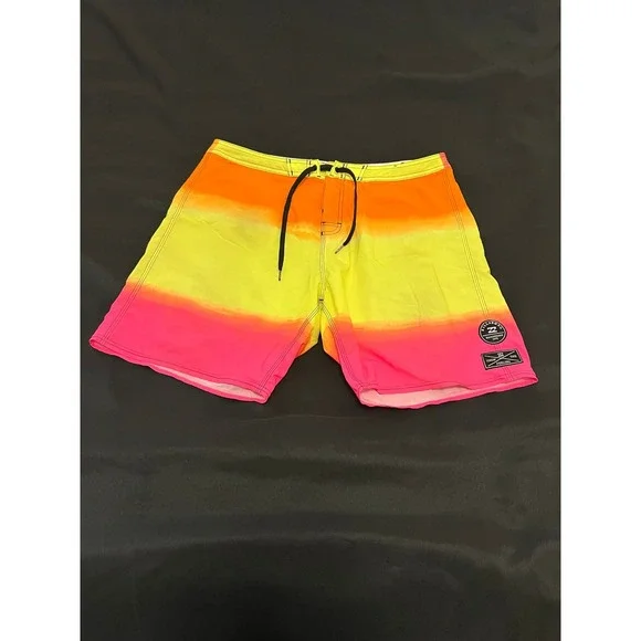 Billabong Platinum X PX3 Board Shorts Mens 36 Neon Orange Yellow Pink Gradient