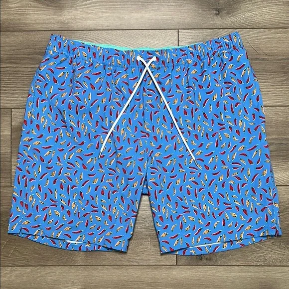 NWOT Bonobos Riviera 9”‎ Lined Swim Trunks Blue Pepper Print Size Large