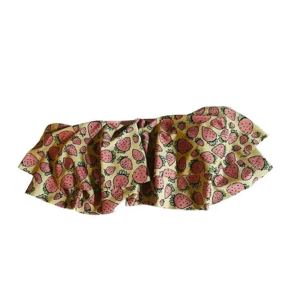 Lolli Strawberry Print Layered Strapless Bikini Top Size M Medium NWT