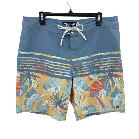 Salty Crew Ripple Blue Yellow Tropical Marlin Board‎ Shorts Size 36 Essential