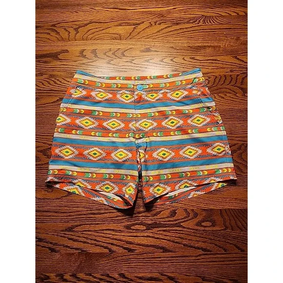 Chubbies‎ Swim Trunks Men's Small Neon Aztec Hybrid Board Shorts 6