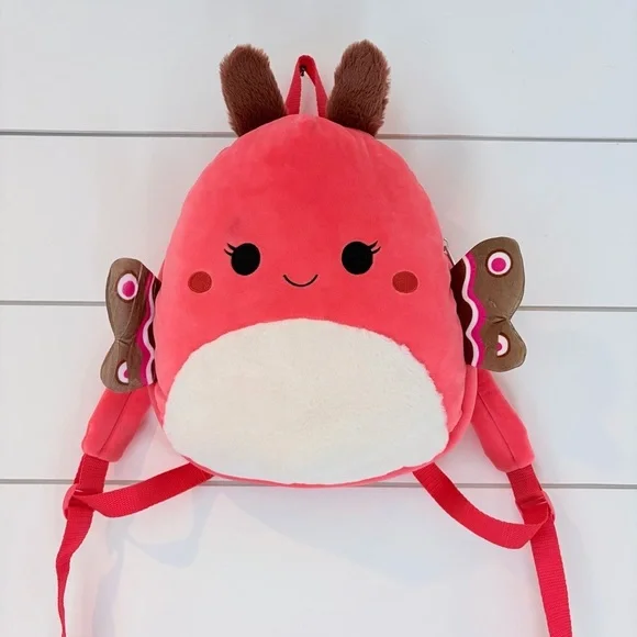 Squishmallows Mirren the Moth Plush Backpack Pink Kidcore Bag Soft Girl RARE