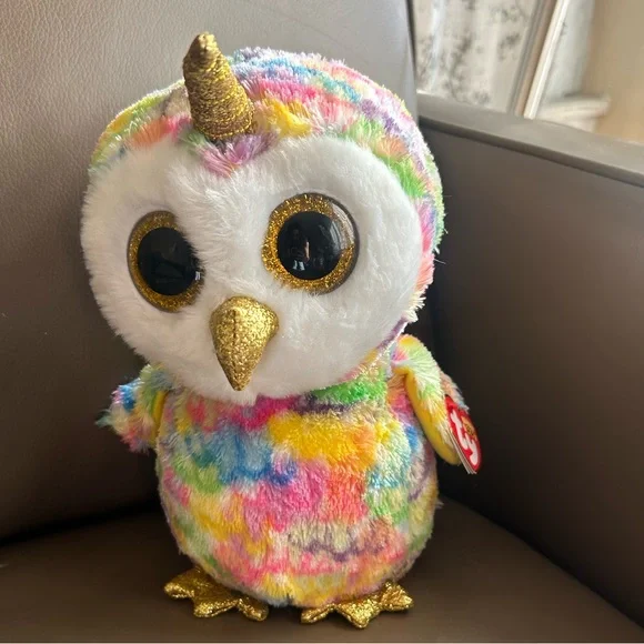 Ty Multicolor 16-17”inch Plush Owl with Gold Highlights