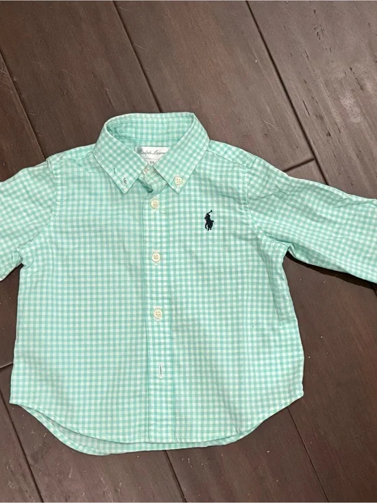 Ralph Lauren Mint Green Gingham Button-Down Shirt