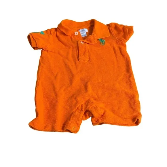 Ralph Lauren orange short sleeve shorts baby‎ boy one piece SIZE 3M