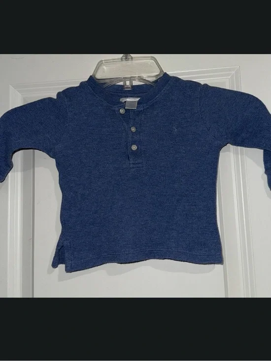 Baby 9m Ralph Lauren thermal shirt boys or unisex 1/4 button up navy blue
