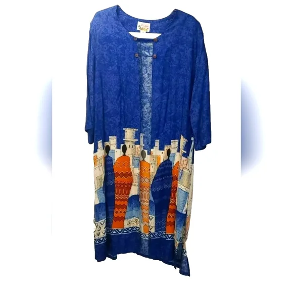 Freestyle Y2k Southwestern Cardigan Duster Jacket Woman XL Colorful Aztec City