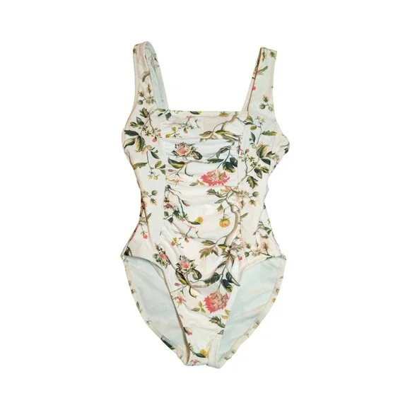 ⭐D4 Shade & Shore Women's Cream/Multicolor Floral One Piece Swimsuit - L