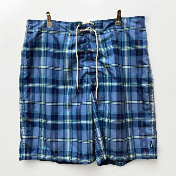 Nautica‎ Swim Trunks Mens 36 Blue Plaid Surf Board Shorts EUC