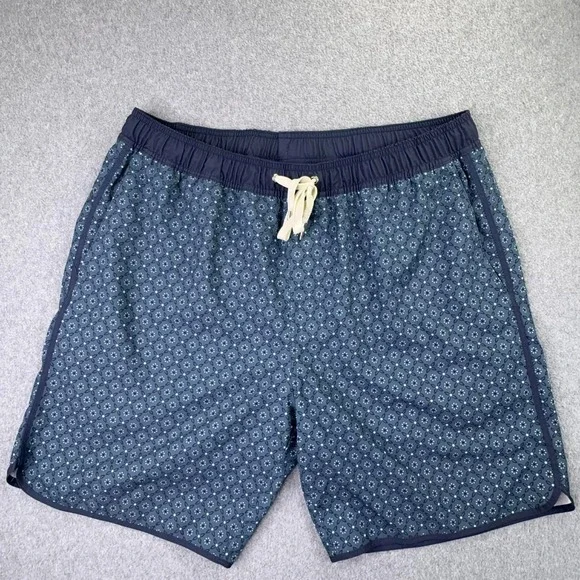 Fair Harbor Swim Trunk Shorts Men's XL Blue‎ Geometric Lined Zip Pocket 8