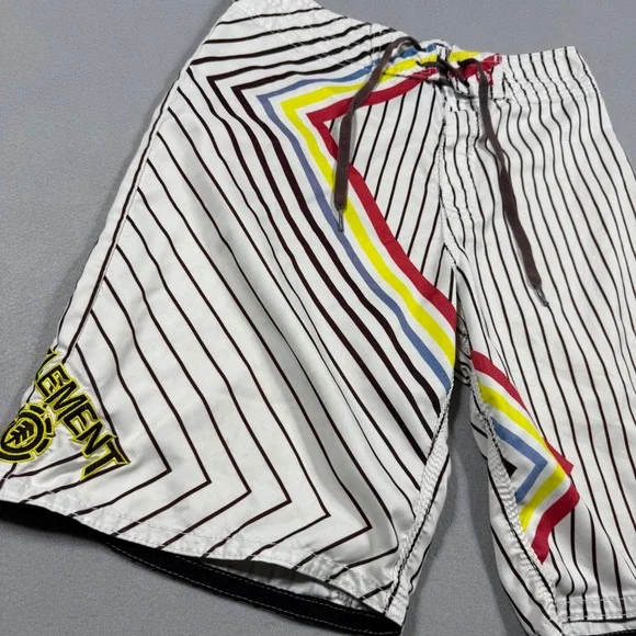 Element Board Shorts Mens 29 White Pinstripe Multi Color‎ Graphic Skate Trunks