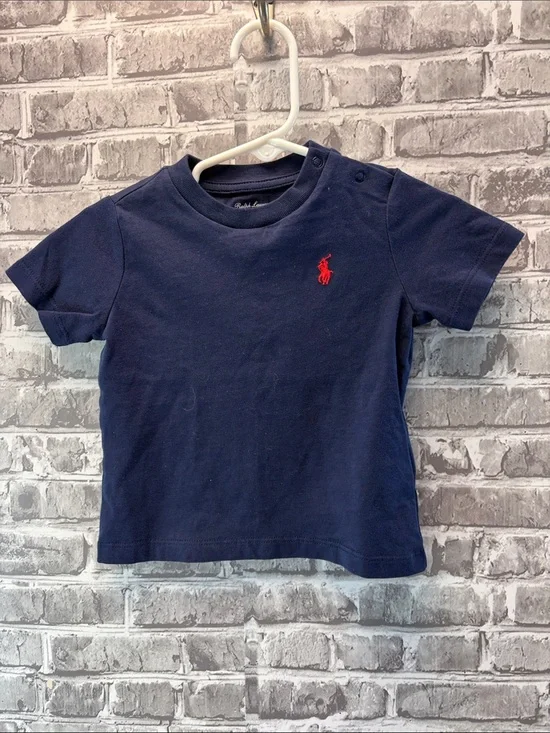 Ralph Lauren Navy Tee with Red Polo Pony‎ - Kids