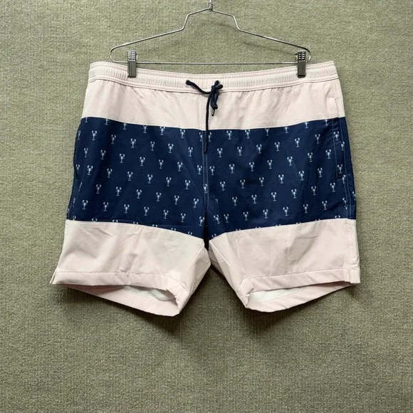 Mizzen Main Swim Shorts Mens XL Blue Lobster Print Quick Dry Lined‎ NEW