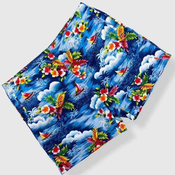 Polo Sport Swim Trunks Men XL Blue Tropical Sailboat Floral Mesh Lined 6