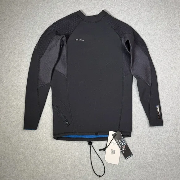 New O'Neill Hyperfreak 1.5mm Long Sleeve Wetsuit Top Men's Size Large Black