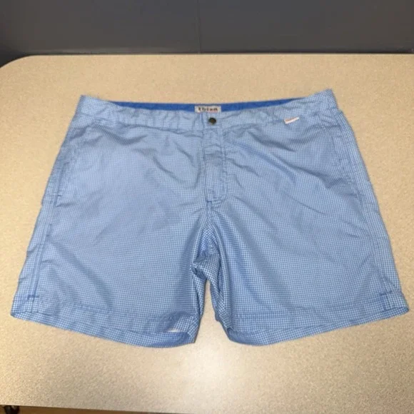 Ibiza Ocean Club Mens Size 36 Mesh Lined Swim Trunks Checked Blue White 6
