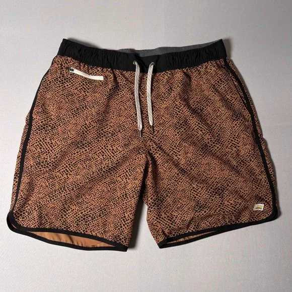 Vuori Cruise Boardshorts XL Mens Brown Cheetah Animal Print Swim Trunks V330