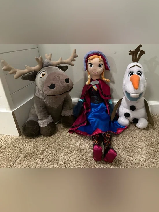 Disney Frozen Plush Bundle Sven Anna Olaf Stuffed Animals Large Lot of 3