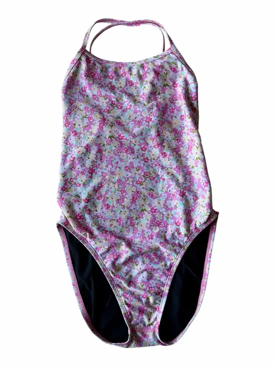 JOLYN Brandon Pink Floral One Piece Swimsuit Size 30 4/6 Open Back Training Swim