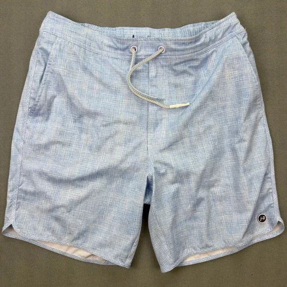 Johnnie-O Santa Monica Mens Blue Crosshatch Swim Trunks Board Shorts Size Medium