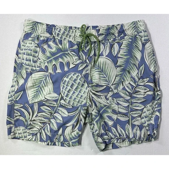 Tommy Bahama Men's XL‎ Swim Trunks Blue Tropical Leaf Print Board Shorts
