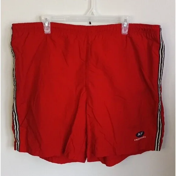 Abercrombie & Fitch Mens Red Boardshorts Swim Trunks Large Lined Drawstring