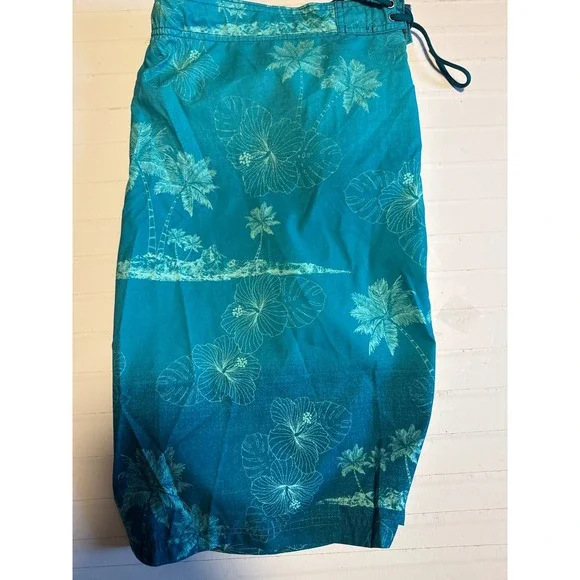 Roundtree & Yorke Swim Trunks Mens XL Teal Tropical Floral NWT‎ Board Shorts
