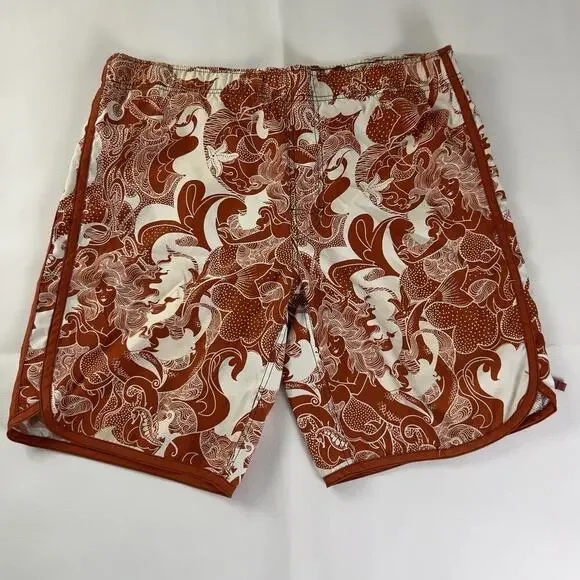 American Eagle Swim Trunks‎ Men’s Brown Pattern Board Shorts Tropical Beach Sz.M
